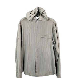 Kuhl Ionik Button Down Lightweight Hooded Shirt Men's Medium Gray Hiking Camping